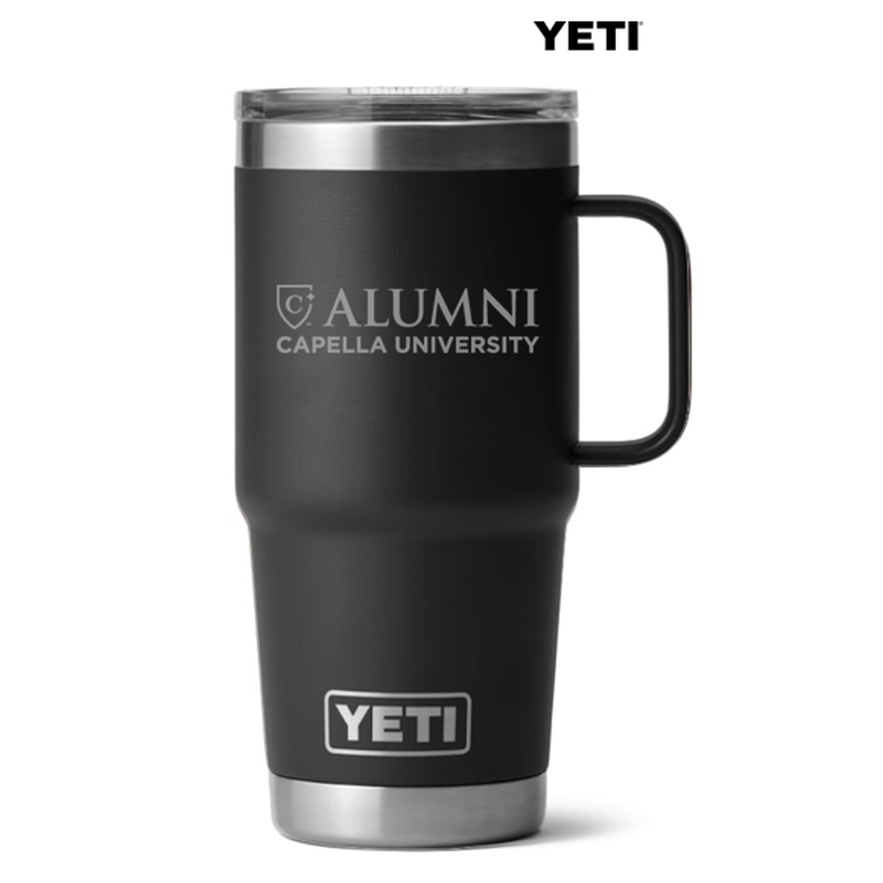 ALUMNI CAPELLA YETI RAMBLER 20 OZ TRAVEL MUG WITH STRONGHOLD LID - BLACK