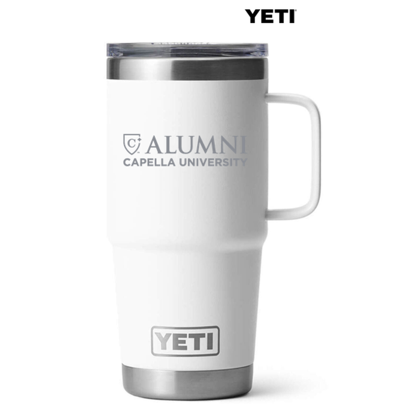 ALUMNI CAPELLA YETI RAMBLER 20 OZ TRAVEL MUG WITH STRONGHOLD LID - WHITE