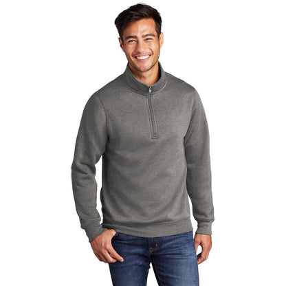 NEW CAPELLA Port & Company ® Core Fleece 1/4-Zip Pullover Sweatshirt-Graphite Heather