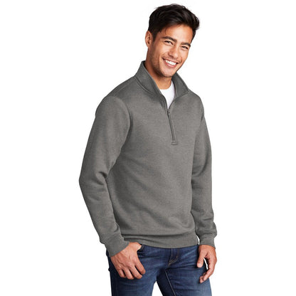 NEW CAPELLA Port & Company ® Core Fleece 1/4-Zip Pullover Sweatshirt-Graphite Heather