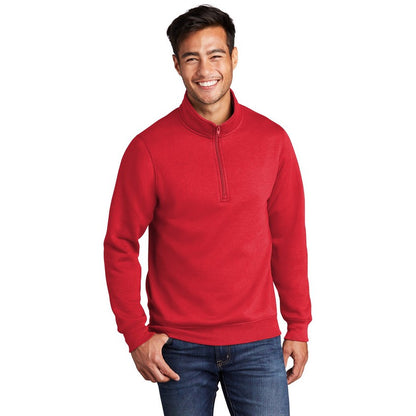 NEW CAPELLA Port & Company ® Core Fleece 1/4-Zip Pullover Sweatshirt-RED