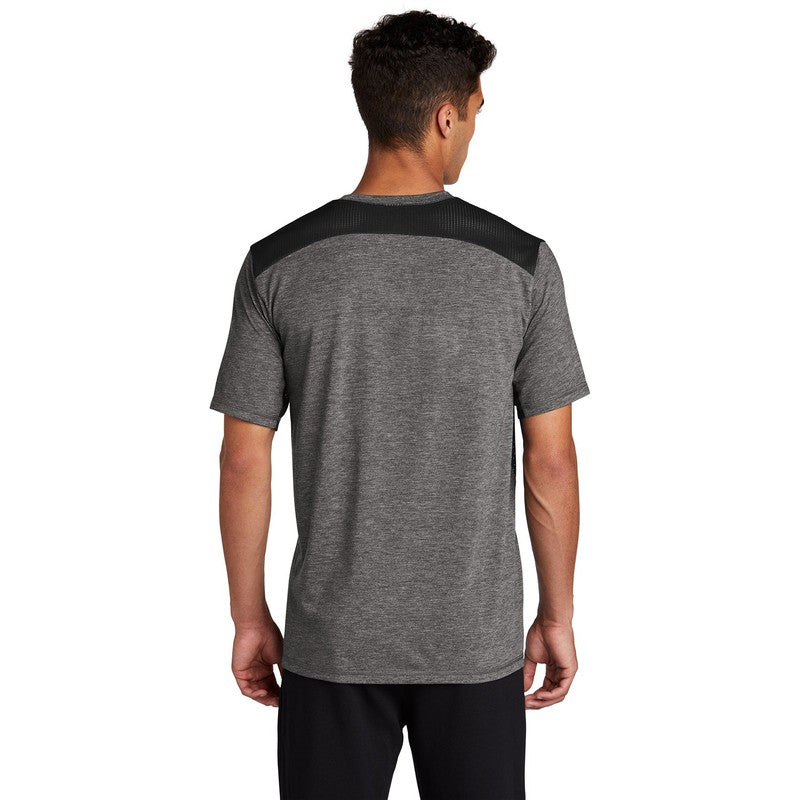 CAPELLA Sport-Tek ® PosiCharge ® Tri-Blend Wicking Draft Tee - Black/ Dark Grey Heather