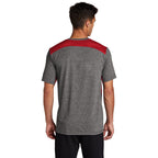 CAPELLA Sport-Tek ® PosiCharge ® Tri-Blend Wicking Draft Tee - True Red/ Dark Grey Heather