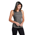 CAPELLA Sport-Tek ® Ladies PosiCharge ® Tri-Blend Wicking Draft Hoodie Tank - Black/ Dark Grey Heather