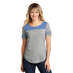 CAPELLA Sport-Tek ® Ladies PosiCharge ® Tri-Blend Wicking Fan Tee - True Royal Heather/ Light Grey Heather