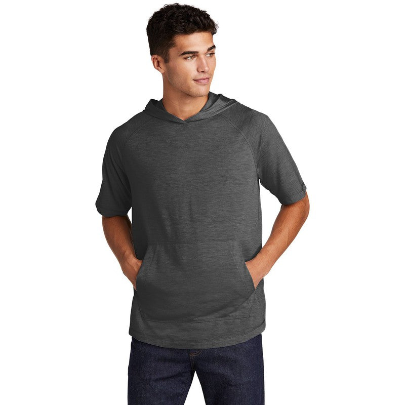 NEW CAPELLA Sport-Tek ® PosiCharge ® Tri-Blend Wicking Short Sleeve Hoodie-Dark Grey Heather