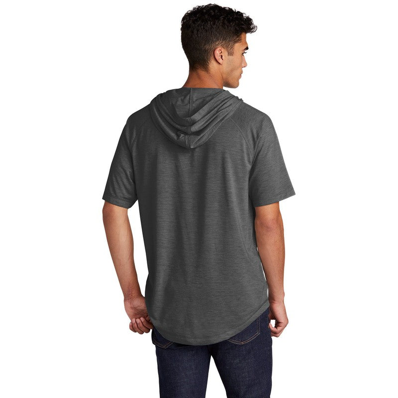 NEW CAPELLA Sport-Tek ® PosiCharge ® Tri-Blend Wicking Short Sleeve Hoodie-Dark Grey Heather