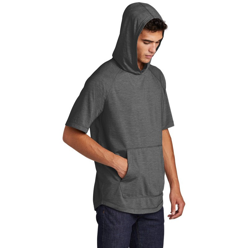 NEW CAPELLA Sport-Tek ® PosiCharge ® Tri-Blend Wicking Short Sleeve Hoodie-Dark Grey Heather