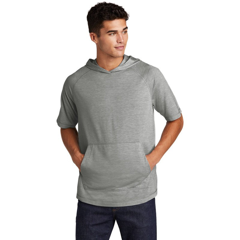 NEW CAPELLA Sport-Tek ® PosiCharge ® Tri-Blend Wicking Short Sleeve Hoodie-Light Grey Heather