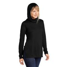 Load image into Gallery viewer, Sport-Tek ® Ladies PosiCharge ® Tri-Blend Wicking Long Sleeve Hoodie - Black Triad Solid