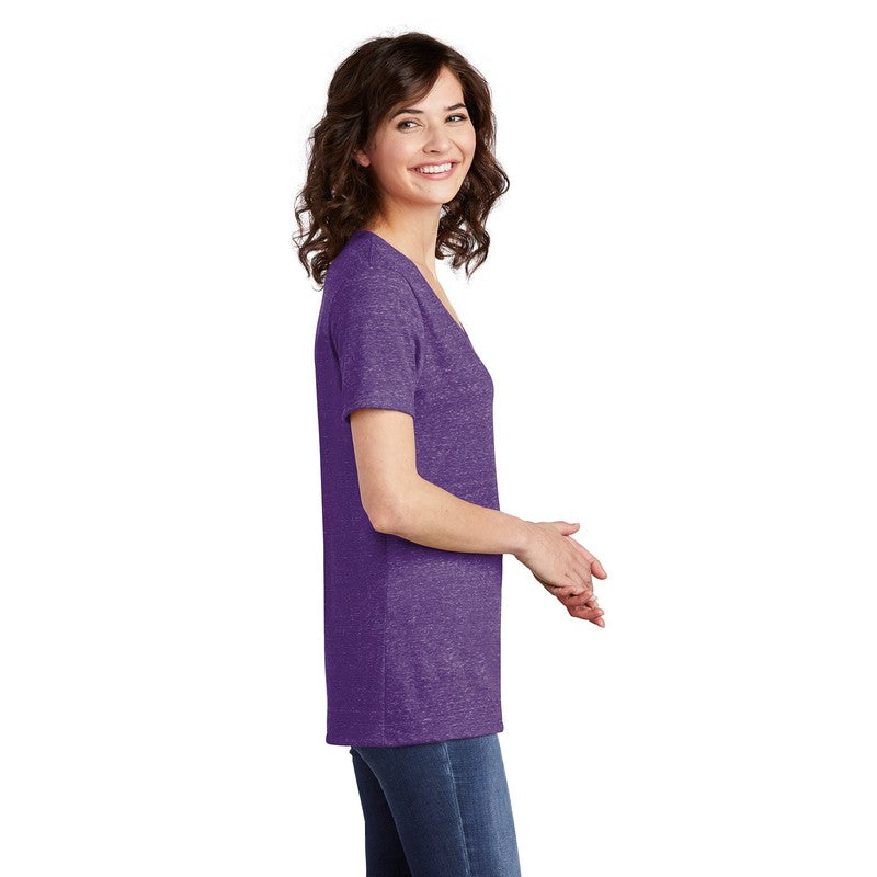 NEW JERZEES ® Ladies Snow Heather Jersey V-Neck T-Shirt - Purple