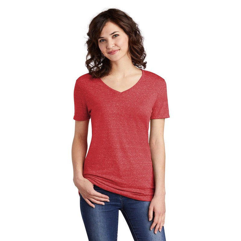 NEW CAPELLA JERZEES ® Ladies Snow Heather Jersey V-Neck T-Shirt - Red