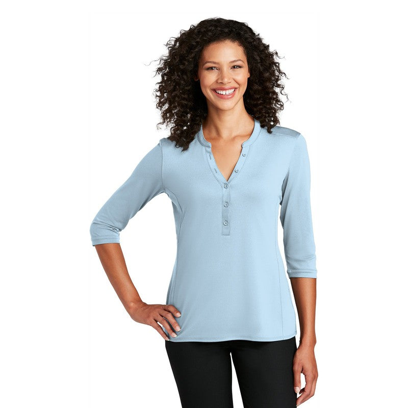 NEW CAPELLA Port Authority ® Ladies UV Choice Pique Henley - Cloud Blue