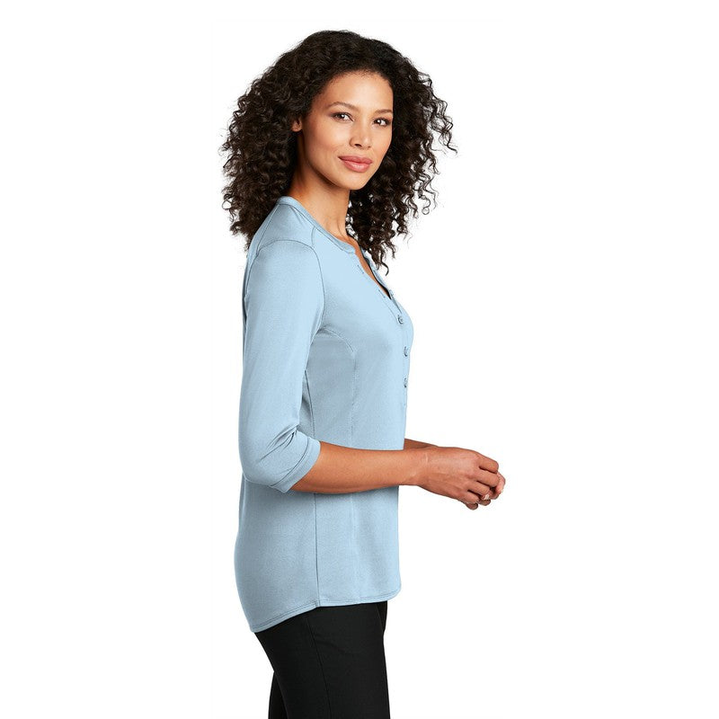 NEW CAPELLA Port Authority ® Ladies UV Choice Pique Henley - Cloud Blue