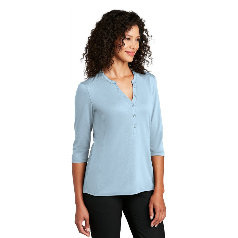 NEW CAPELLA Port Authority ® Ladies UV Choice Pique Henley - Cloud Blue