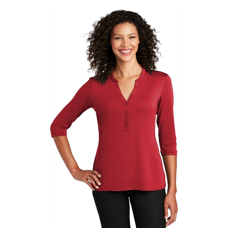 NEW Port Authority ® Ladies UV Choice Pique Henley - Rich Red