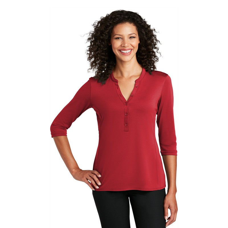 CAPELLA Port Authority ® Ladies UV Choice Pique Henley - Rich Red