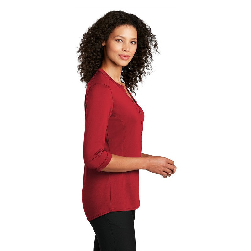 CAPELLA Port Authority ® Ladies UV Choice Pique Henley - Rich Red