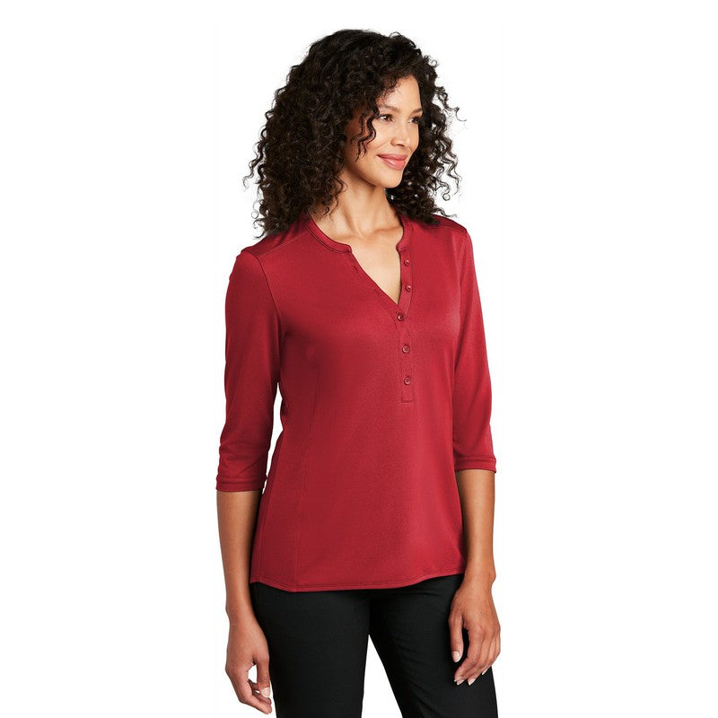 CAPELLA Port Authority ® Ladies UV Choice Pique Henley - Rich Red
