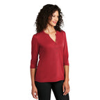 CAPELLA Port Authority ® Ladies UV Choice Pique Henley - Rich Red