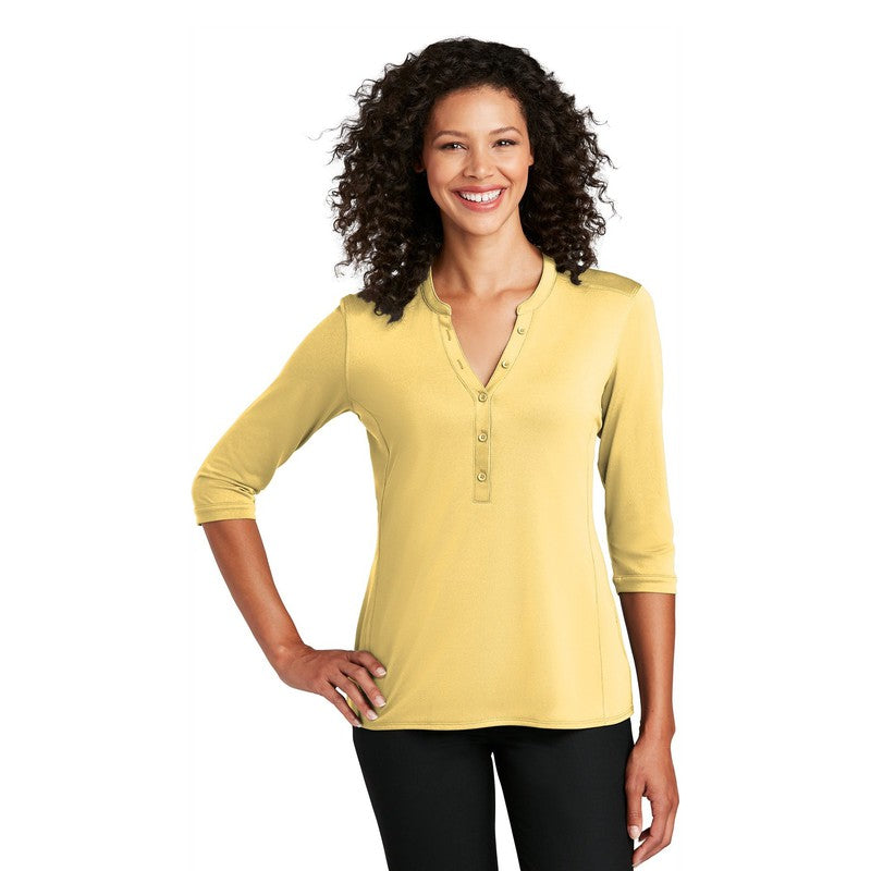 NEW CAPELLA Port Authority ® Ladies UV Choice Pique Henley - Sunbeam Yellow