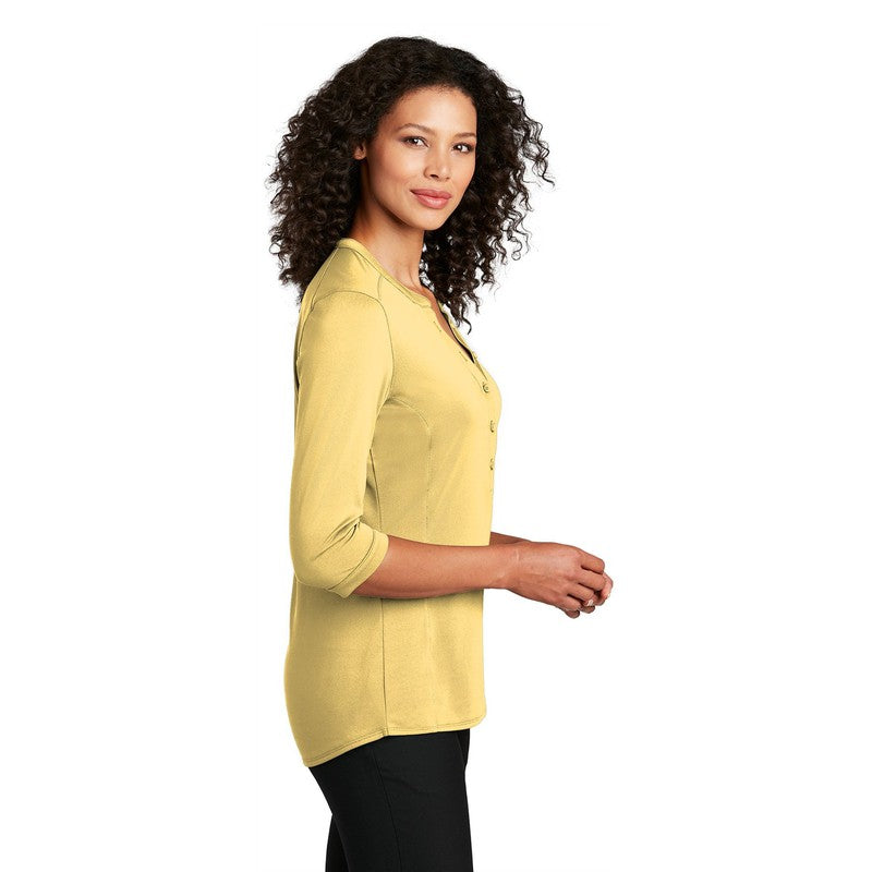 NEW CAPELLA Port Authority ® Ladies UV Choice Pique Henley - Sunbeam Yellow