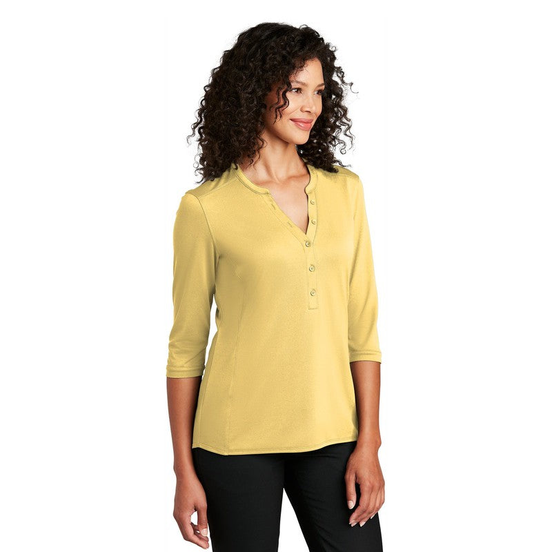 NEW CAPELLA Port Authority ® Ladies UV Choice Pique Henley - Sunbeam Yellow