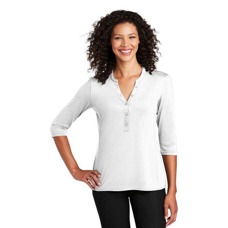 NEW CAPELLA Port Authority ® Ladies UV Choice Pique Henley - White