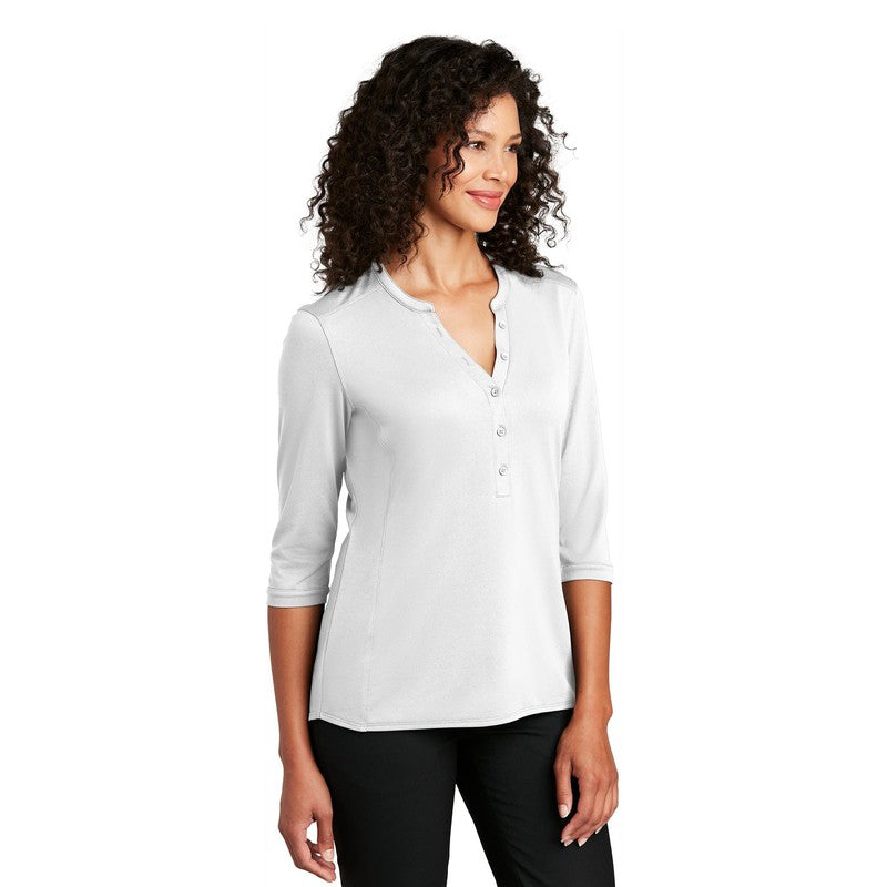 NEW CAPELLA Port Authority ® Ladies UV Choice Pique Henley - White