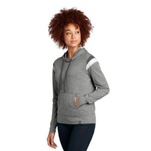 Load image into Gallery viewer, New Era ® Ladies Heritage Blend Varsity Hoodie - Shadow Grey Heather/ Graphite/ White