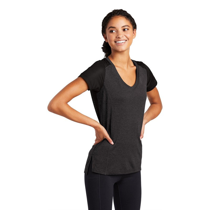 NEW CAPELLA Sport-Tek ® Ladies Endeavor Tee - Black Heather/ Black