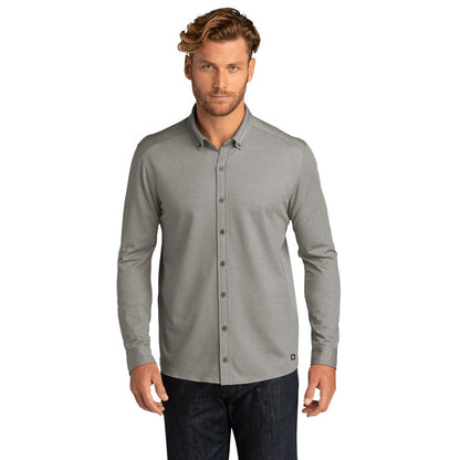 NEW CAPELLA OGIO ® Code Stretch Long Sleeve Button-Up - Tarmac Grey Heather