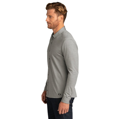 NEW CAPELLA OGIO ® Code Stretch Long Sleeve Button-Up - Tarmac Grey Heather