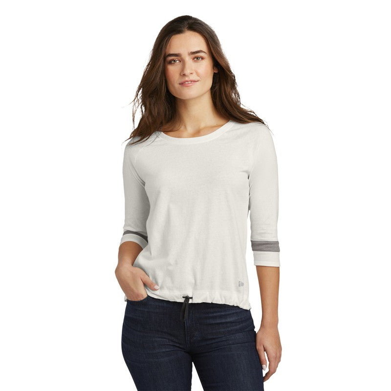 CAPELLA New Era ® Ladies Tri-Blend 3/4-Sleeve Tee - Fan White Solid/ Shadow Grey