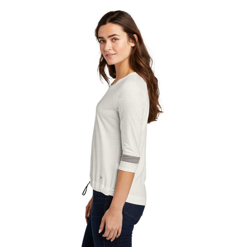 CAPELLA New Era ® Ladies Tri-Blend 3/4-Sleeve Tee - Fan White Solid/ Shadow Grey