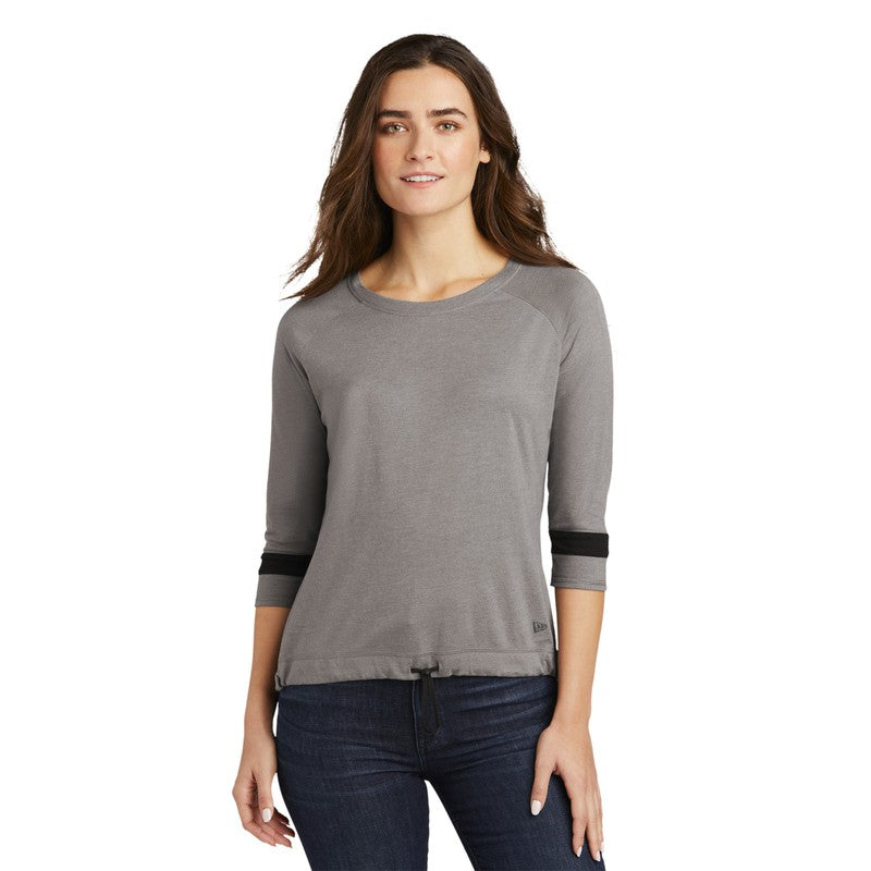 NEW CAPELLA New Era ® Ladies Tri-Blend 3/4-Sleeve Tee - Shadow Grey/ Black Solid