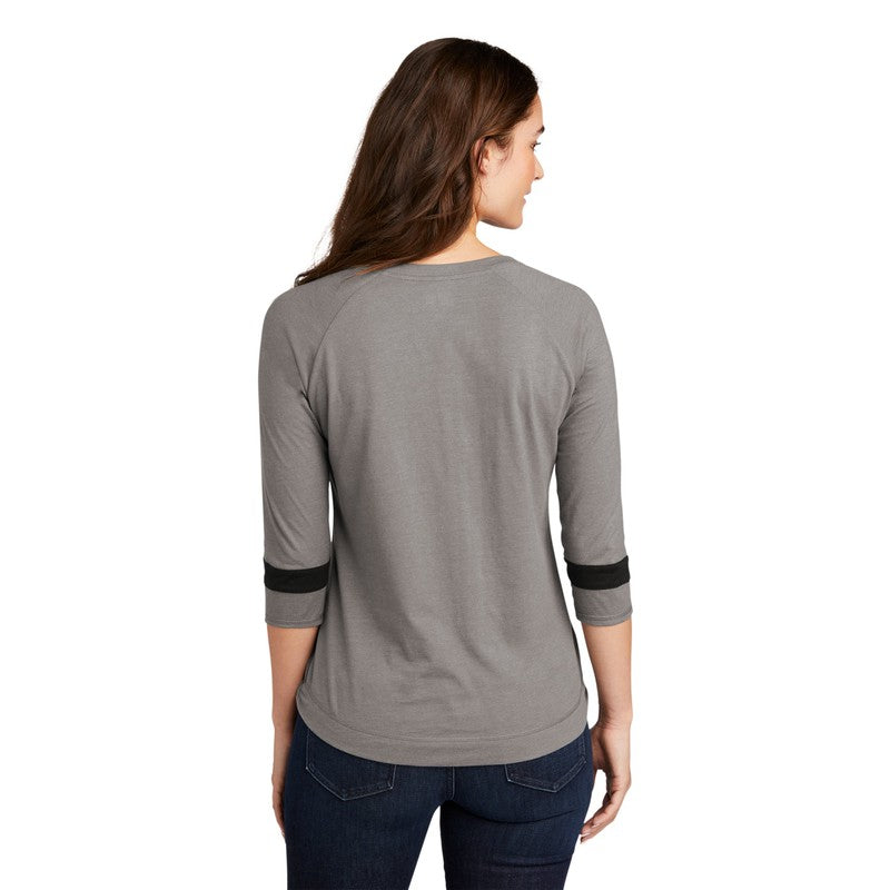 CAPELLA New Era ® Ladies Tri-Blend 3/4-Sleeve Tee - Shadow Grey/ Black Solid