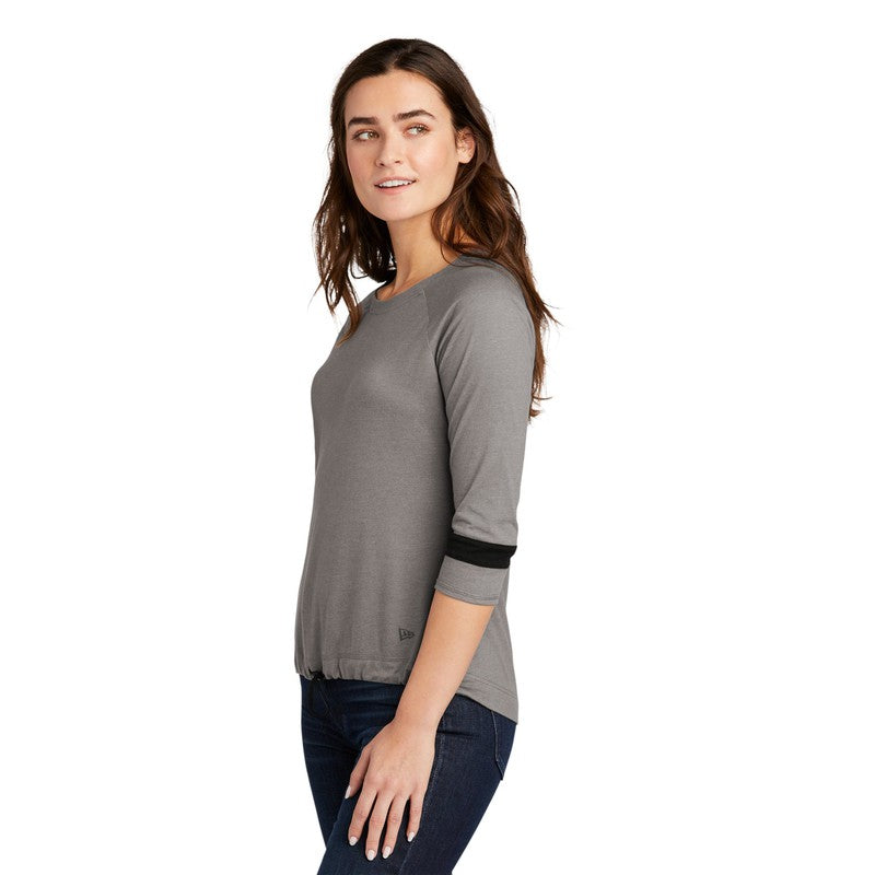 NEW CAPELLA New Era ® Ladies Tri-Blend 3/4-Sleeve Tee - Shadow Grey/ Black Solid