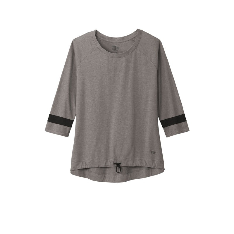 NEW CAPELLA New Era ® Ladies Tri-Blend 3/4-Sleeve Tee - Shadow Grey/ Black Solid