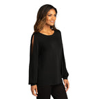 CAPELLA Ladies Luxe Knit Jewel Neck Top - Black