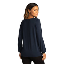 Load image into Gallery viewer, CAPELLA ALUMNI Ladies Luxe Knit Jewel Neck Top - River Blue Navy
