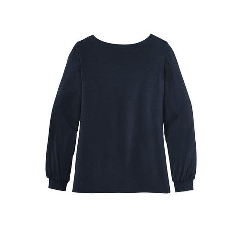 CAPELLA Ladies Luxe Knit Jewel Neck Top - River Blue Navy