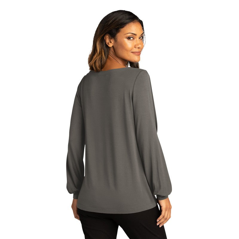 NEW CAPELLA Ladies Luxe Knit Jewel Neck Top - Sterling Grey