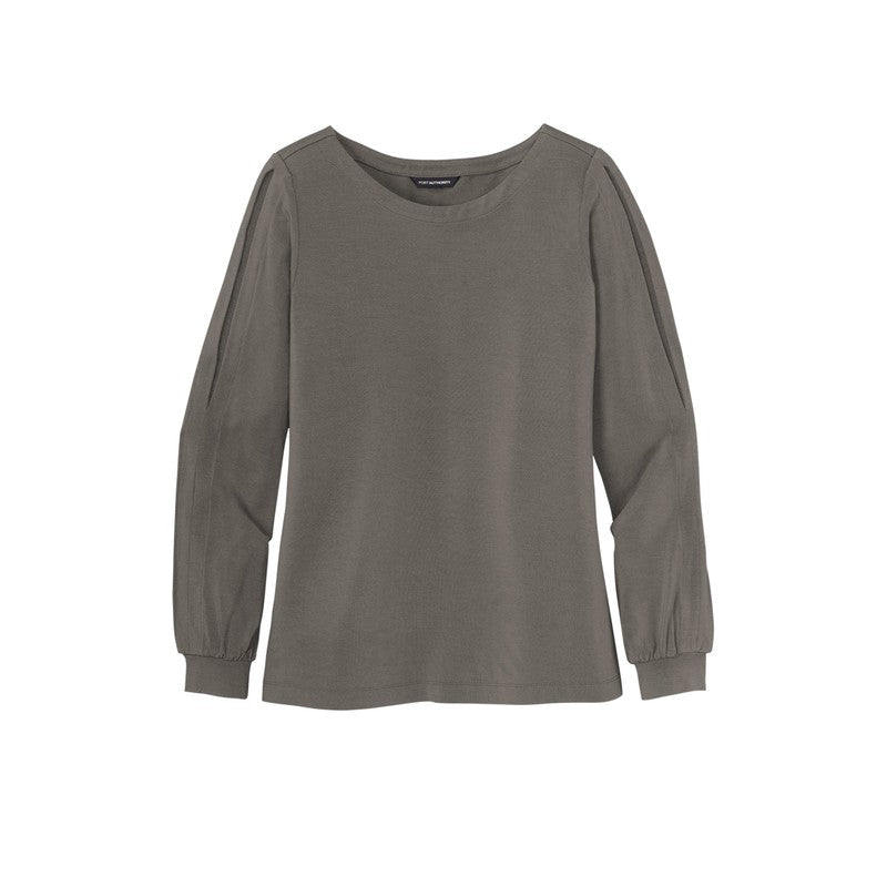 CAPELLA ALUMNI Ladies Luxe Knit Jewel Neck Top - Sterling Grey