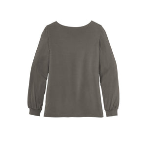 CAPELLA Ladies Luxe Knit Jewel Neck Top - Sterling Grey