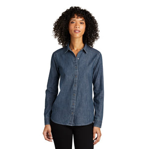 CAPELLA Ladies Long Sleeve Perfect Denim Shirt - Medium Wash