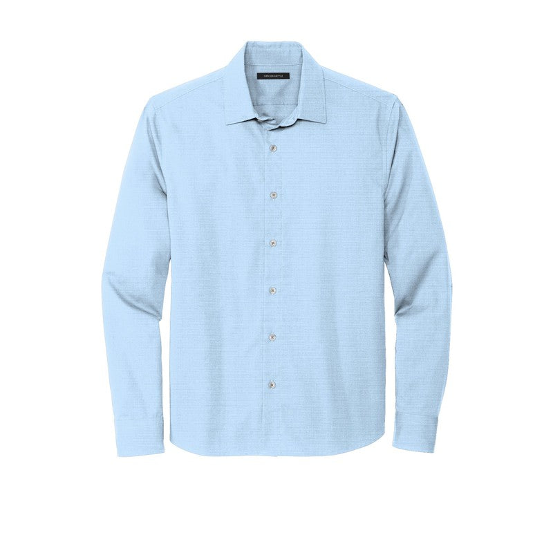 NEW CAPELLA Mercer+Mettle™ Long Sleeve Stretch Woven Shirt - Air Blue End On End