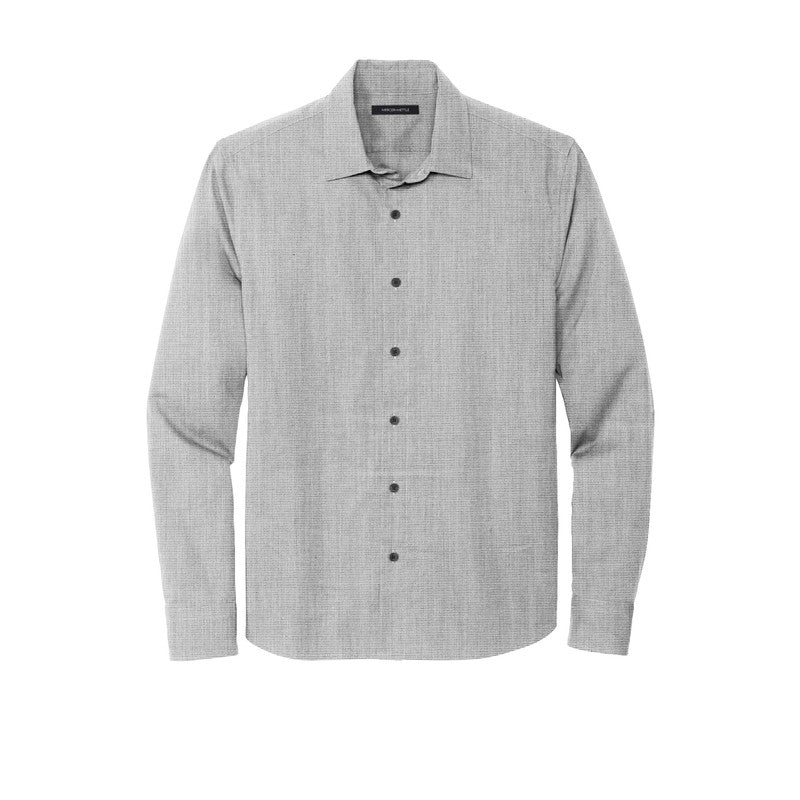 NEW CAPELLA Mercer+Mettle™ Long Sleeve Stretch Woven Shirt - Gusty Grey End On End