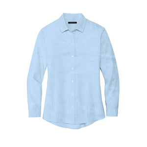 NEW CAPELLA Mercer+Mettle™ Women’s Long Sleeve Stretch Woven Shirt - Air Blue End On End