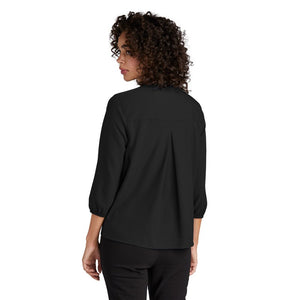 NEW CAPELLA Mercer+Mettle™ Women's Stretch Crepe 3/4-Sleeve Blouse - Deep Black